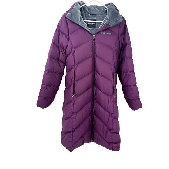 Marmot 700 Down Fill Insulated Parka Coat Hooded Purple Size Small - Picture 3 of 13